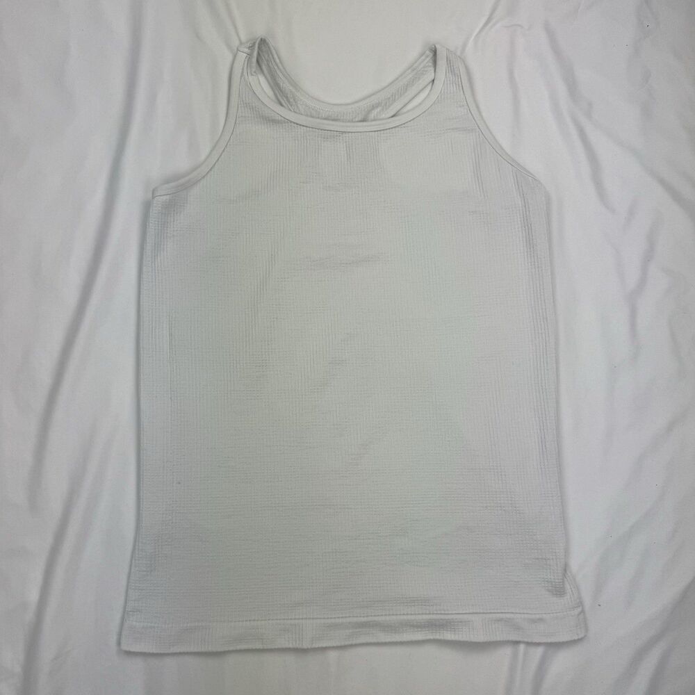 Athleta Tank Top Womens XL White Racerback Ribbed Seamless Athletic Yoga Top